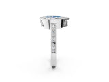 White gold Fancy Blue Pear  Cut Halo Diamond Ring with Pavé Band and Milgrain Prong Setting_70
