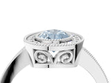 White gold Fancy Blue Pear  Cut Halo Diamond Ring with Pavé Band and Milgrain Prong Setting_72