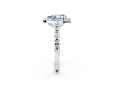 White gold Fancy Blue Pear Cut Halo Diamond Ring with Pavé Band and Three-Prong Setting_14