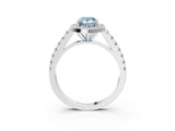 White gold Fancy Blue Pear Cut Halo Diamond Ring with Pavé Band and Three-Prong Setting_15