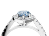 White gold Fancy Blue Pear Cut Halo Diamond Ring with Pavé Band and Three-Prong Setting_16