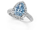 White gold Fancy Blue Pear Cut Halo Diamond Ring with Pavé Band_13
