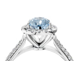 White gold Fancy Blue Pear Cut Halo Diamond Ring with Pavé Band_16