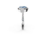 White gold Fancy Blue Pear  Cut Halo Diamond Ring with Pave Band and Four-Prong Setting_26