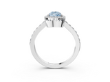 White gold Fancy Blue Pear  Cut Halo Diamond Ring with Pave Band and Four-Prong Setting_27