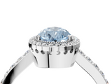White gold Fancy Blue Pear  Cut Halo Diamond Ring with Pave Band and Four-Prong Setting_28
