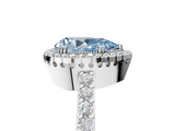 White gold Fancy Blue Pear  Cut Halo Diamond Ring with Pave Band and Four-Prong Setting_29