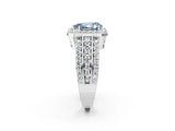 White gold Fancy Blue Pear Cut Halo Diamond Ring with Round  Split Shank and Prong Setting_120