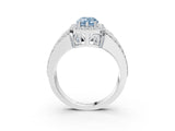 White gold Fancy Blue Pear Cut Halo Diamond Ring with Round  Split Shank and Prong Setting_122