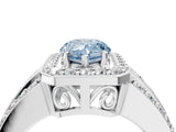 White gold Fancy Blue Pear Cut Halo Diamond Ring with Round  Split Shank and Prong Setting_129
