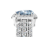 White gold Fancy Blue Pear Cut Halo Diamond Ring with Round  Split Shank and Prong Setting_130