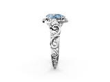 White gold Fancy Blue Pear  Cut Halo Diamond Ring with Scrollwork Band and Four-Prong Setting_74