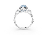 White gold Fancy Blue Pear  Cut Halo Diamond Ring with Scrollwork Band and Four-Prong Setting_75