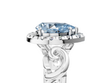 White gold Fancy Blue Pear  Cut Halo Diamond Ring with Scrollwork Band and Four-Prong Setting_77
