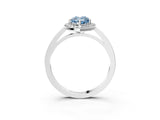 White gold Fancy Blue Pear Cut Halo Diamond Ring with Solitaire Band and Prong Setting_27