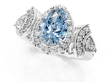 White gold Fancy Blue Pear Cut Halo Diamond Split Shank Engagement Ring with Four-Prong Setting_1