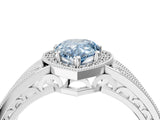 White gold Fancy Blue Pear Cut Halo Diamond Split Shank Ring with Prong Setting_4