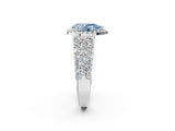 White gold Fancy Blue Pear Cut Halo Pavé Diamond Engagement Ring with Split Shank and Four-Prong Setting_5