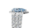 White gold Fancy Blue Pear Cut Halo Pavé Diamond Engagement Ring with Split Shank and Four-Prong Setting_8