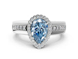 White gold Fancy Blue Pear  Cut Halo Pave Band Four-Prong Ring_49