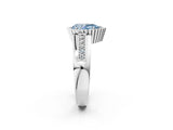 White gold Fancy Blue Pear  Cut Halo Pave Band Four-Prong Ring_51