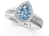 White gold Fancy Blue Pear  Cut Halo Pave Band Four-Prong Ring_51