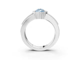 White gold Fancy Blue Pear  Cut Halo Pave Band Four-Prong Ring_52