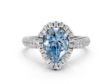White gold Fancy Blue Pear  Cut Halo Pave Band Four-Prong Setting Ring_37