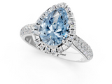 White gold Fancy Blue Pear  Cut Halo Pave Band Four-Prong Setting Ring_39
