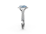 White gold Fancy Blue Pear  Cut Halo Pave Band Four-Prong Setting Ring_40