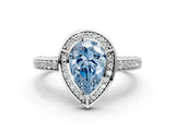 White gold Fancy Blue Pear  Cut Halo Pave Split Shank Prong Setting Ring_32