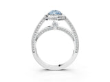 White gold Fancy Blue Pear  Cut Halo Pave Split Shank Prong Setting Ring_35