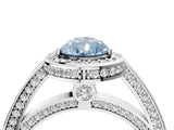White gold Fancy Blue Pear  Cut Halo Pave Split Shank Prong Setting Ring_36
