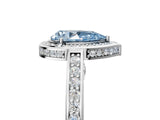 White gold Fancy Blue Pear  Cut Halo Pave Split Shank Prong Setting Ring_37