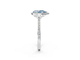 White gold Fancy Blue Pear Cut Halo Round Diamond Pavé Band with Four-Prong Setting_23