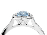 White gold Fancy Blue Pear Cut Halo Round Diamond Pavé Band with Four-Prong Setting_25