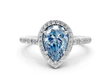White gold Fancy Blue Pear Cut Halo Round Diamond Pavé Band with Four-Prong Setting_27