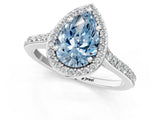 White gold Fancy Blue Pear Cut Halo Round Diamond Pavé Band with Four-Prong Setting_28