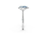 White gold Fancy Blue Pear Cut Halo Round Diamond Pavé Band with Four-Prong Setting_41