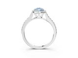 White gold Fancy Blue Pear Cut Halo Round Diamond Pavé Band with Four-Prong Setting_42
