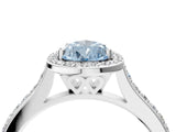 White gold Fancy Blue Pear Cut Halo Round Diamond Pavé Band with Four-Prong Setting_43