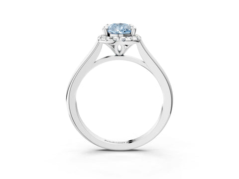 White gold Fancy Blue Pear Cut Halo Round Diamond Solitaire Engagement Ring with Pave Band and Four-Prong Setting_27