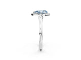 White gold Fancy Blue Pear Cut Halo Round Diamond Solitaire Ring with Pavé Band and Four-Prong Setting_14