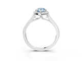White gold Fancy Blue Pear Cut Halo Round Diamond Solitaire Ring with Pavé Band and Four-Prong Setting_15