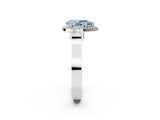 White gold Fancy Blue Pear Cut Halo Round Diamond Twist Band with Four-Prong Setting_26