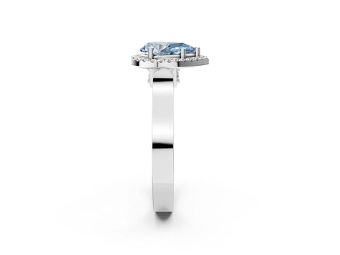 White gold Fancy Blue Pear Cut Halo Round Diamond Twist Band with Four-Prong Setting_26