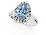 White gold Fancy Blue Pear  Cut Halo Solitaire Engagement Ring with Square Band and Four-Prong Setting_13