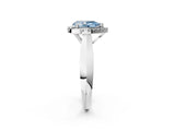 White gold Fancy Blue Pear  Cut Halo Solitaire Engagement Ring with Square Band and Four-Prong Setting_14