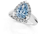 White gold Fancy Blue Pear  Cut Halo Solitaire Engagement Ring with Square Band and Four-Prong Setting_192