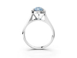 White gold Fancy Blue Pear  Cut Halo Solitaire Engagement Ring with Square Band and Four-Prong Setting_194